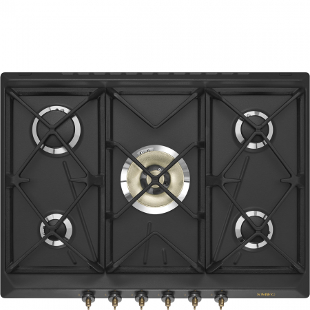 Electrocasnice Mari - Plita incorporabila inox emailat cu 5 arzatoare pe gaz 70 cm Smeg, colectia Coloniale