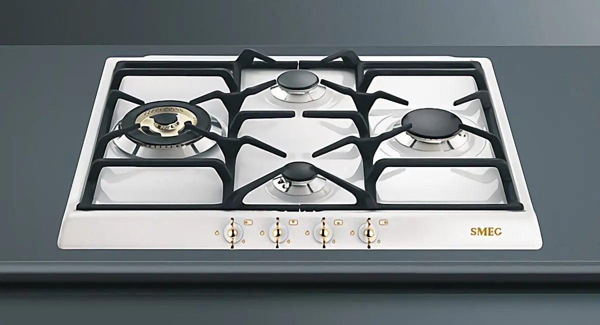 Plita incorporabila SMEG Coloniale,4 arzatoare gaz, 60 cm, alb cu auriu [1]