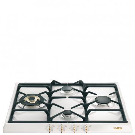 Plita incorporabila SMEG Coloniale,4 arzatoare gaz, 60 cm, alb cu auriu [2]