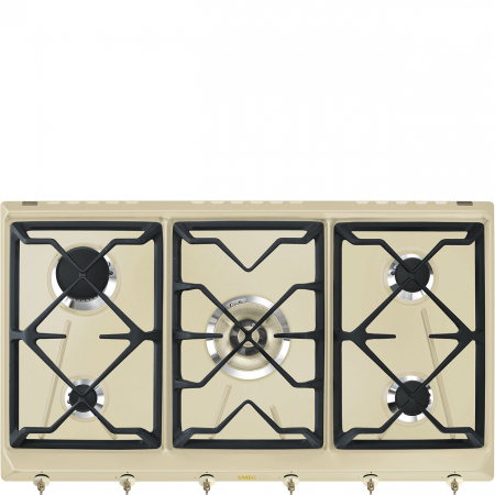 Electrocasnice Mari - Plita incorporabila SMEG Coloniale, 5 arzatoare,gaz, 90 cm, crem