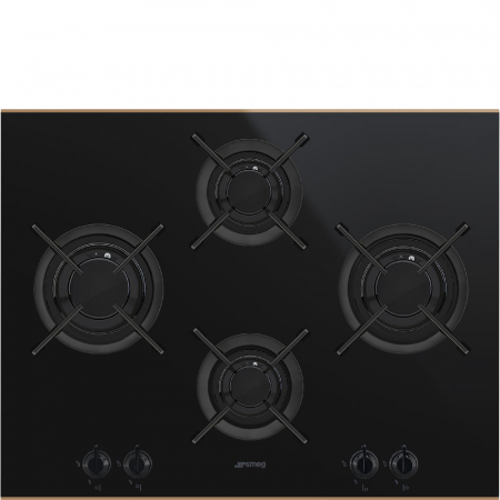 Plite pe gaz - Plită incorporabilă sticla Smeg Linea, gaz,4 arzatoare 60 cm, negru, alb sau argintiu