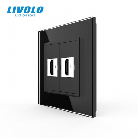 Electrice - Priza dubla HDMI cu panou din sticla securizata Livolo