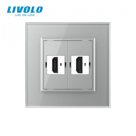 Priza dubla HDMI cu panou din sticla securizata Livolo [1]