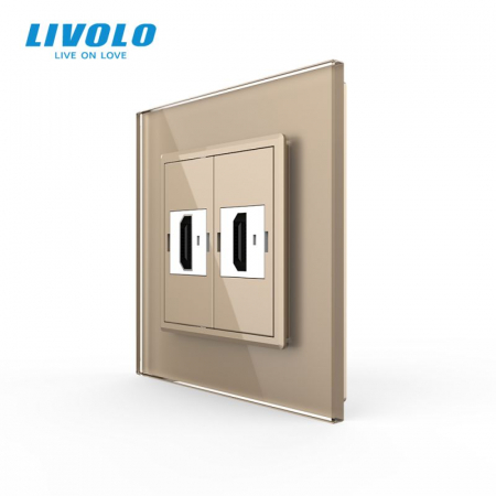 Prize media Livolo - Priza dubla HDMI cu panou din sticla securizata Livolo
