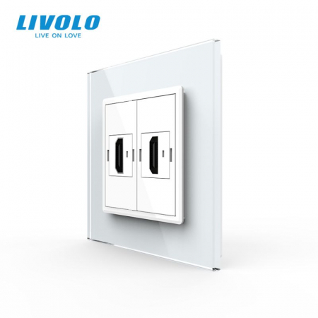 Electrice - Priza dubla HDMI cu panou din sticla securizata Livolo
