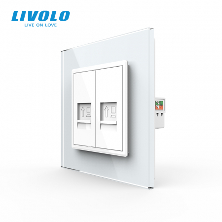 Priza dubla RJ45 rețea calculator + retea calculator Livolo