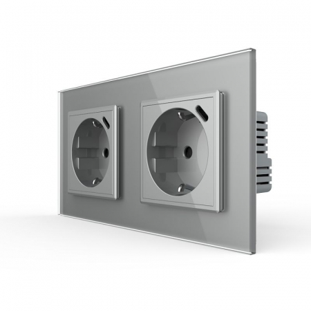 Electrice - Priza dubla Schuko si slot USB Tip-C Standard German 2M cu panou din sticla