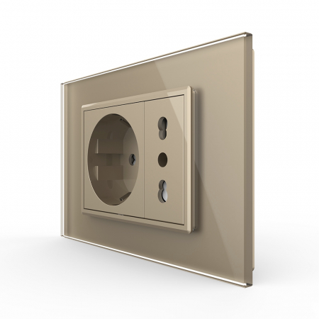 Electrice - Priza dubla standard italian cu rama din sticla 3M, Livolo