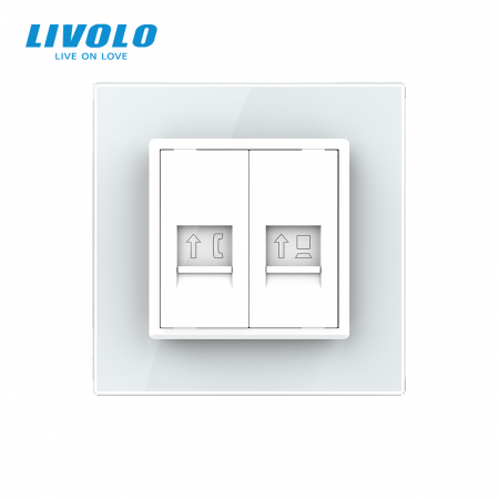 Priza dubla telefon si retea calculator RJ45 Livolo [2]