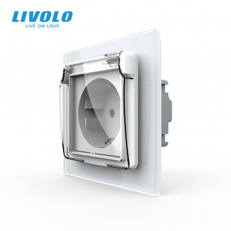 Prize schuko Livolo - Priza Schuko Livolo cu protectie impotriva apei si panou sticla