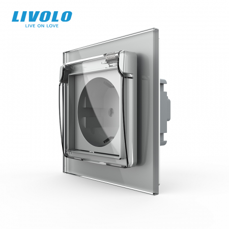 Priza Schuko Livolo cu protectie impotriva apei si panou sticla [6]