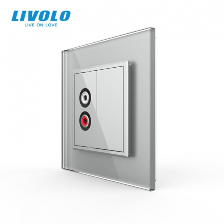 Prize media Livolo - Priza simpla Audio RCA cu panou sticla crystal Livolo