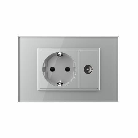 Priza simpla+modul TV, cu rama din sticla 3M-Livolo [1]