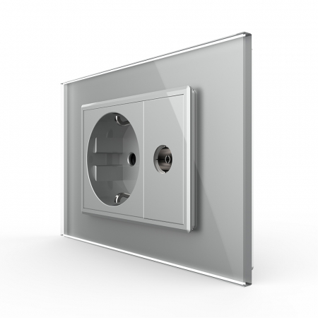 Electrice - Priza simpla+modul TV, cu rama din sticla 3M-Livolo