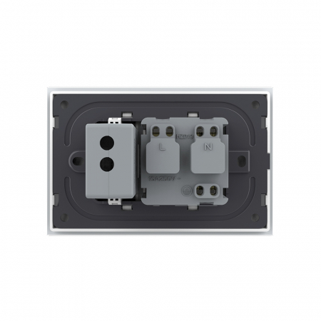 Priza simpla+priza USB cu rama din sticla 3M-Livolo [3]