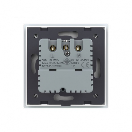 Priza simpla Schuko si slot USB Tip-C Standard German 2M cu panou din sticla [3]