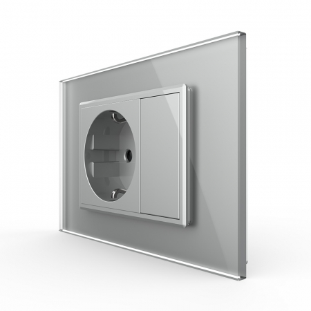 Electrice - Priza simpla+ tasta falsa cu rama din sticla 3M-Livolo