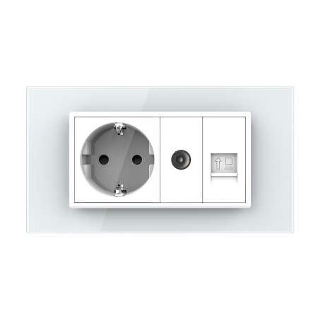 Priza Schuko dubla cu rama sticla 4 M standard italian Livolo [1]