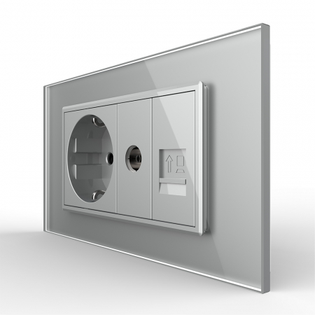 Electrice - Priza Schuko dubla cu rama sticla 4 M standard italian Livolo