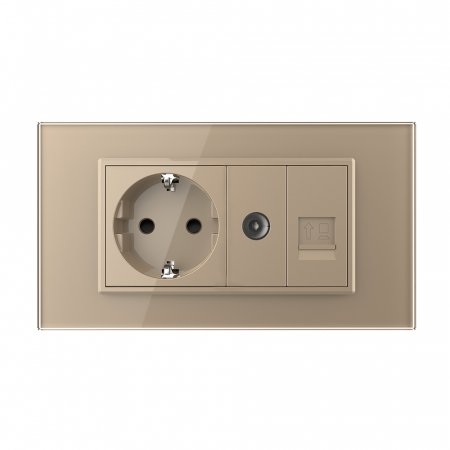 Priza Schuko dubla cu rama sticla 4 M standard italian Livolo [1]
