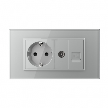 Priza Schuko dubla cu rama sticla 4 M standard italian Livolo [1]