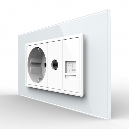 Electrice - Priza Schuko dubla cu rama sticla 4 M standard italian Livolo