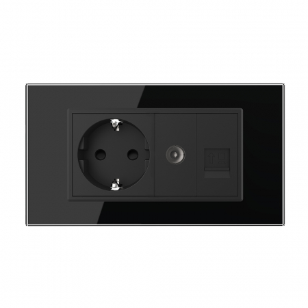 Priza Schuko dubla cu rama sticla 4 M standard italian Livolo [1]