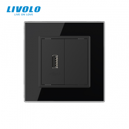 Priza simpla USB cu panou sticla Livolo [1]