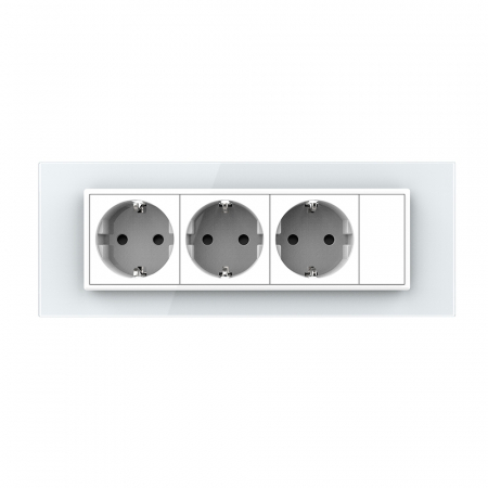 Priza tripla plus blank Livolo cu rama din sticla 6/7 module standard Italian serie noua [1]