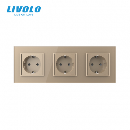 Priza tripla Schuko cu panou din sticla Crystal Livolo [2]