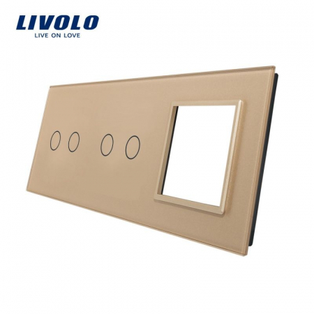 Panouri Intrerupatoare tactile - Ramă Intrerupator dublu + dublu + Priză simplă Livolo