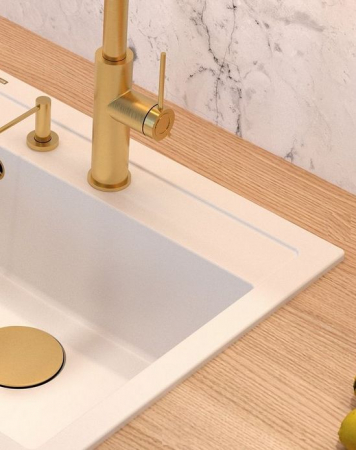 Set bucatarie Apron Style alb cu elemente PVD aurii sau cupru [3]