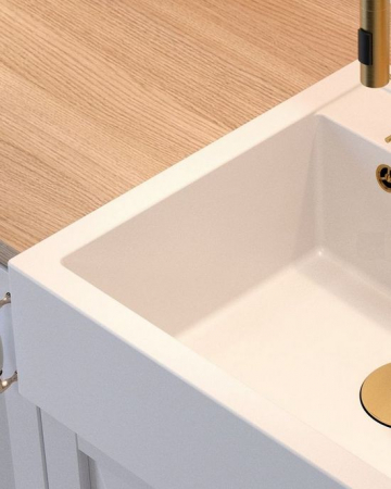 Set bucatarie Apron Style alb cu elemente PVD aurii sau cupru [2]