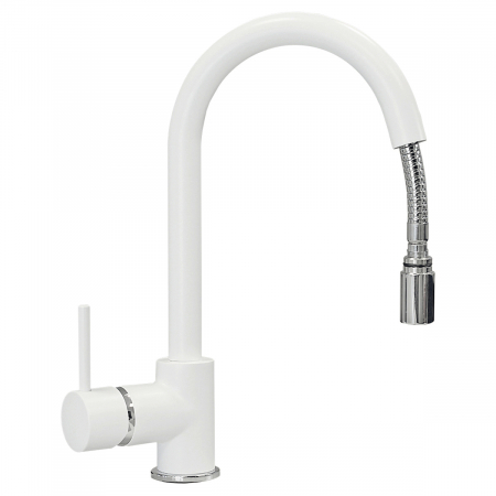 Chiuveta bucatarie granit dubla cu 2 cuve CookingAid Kinga LX8620 Alba / Polar White + baterie,2 tocatoare sticla ,tavita inox ,dozator [8]