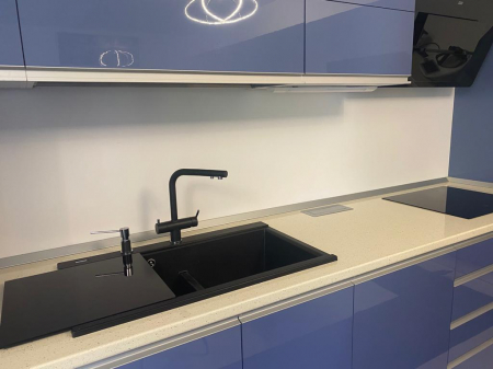 Set complet Chiuveta bucatarie granit dubla cu 2 cuve CookingAid Kinga LX8620 Neagra / Black Metal quartz + Baterie CookingAid Newmix 90 + Tocator HPL Ardesia +Tavita scurgere inox + Dozator detergent + accesorii montaj [19]