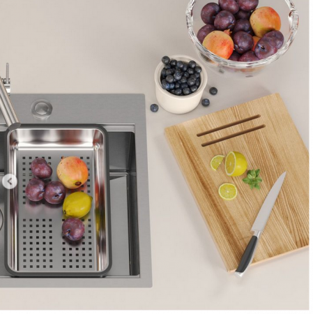 Set inox Workstations Burt 110 Quadron cu dozator+scurgator inox+gratar rulabil+tocator lemn+capac scurgere [2]
