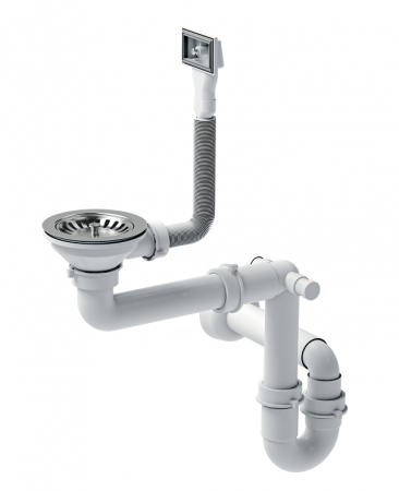 Sisteme de scurgere si cleme - Sifon manual pentru chiuvetele din granit cu o cuva Quadron, 3 1/2" supraplin dreptunghiular