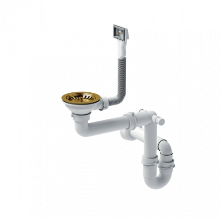 Sisteme de scurgere si cleme - Sifon manual pentru chiuvetele din granit cu o cuva Quadron, 3 1/2" supraplin dreptunghiular