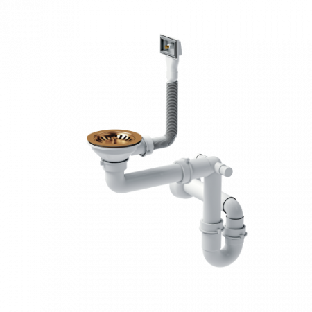 Sisteme de scurgere si cleme - Sifon manual pentru chiuvetele din granit cu o cuva Quadron, 3 1/2" supraplin dreptunghiular
