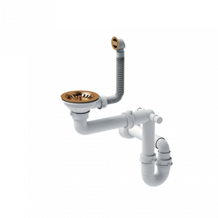 Sisteme de scurgere si cleme - Sifon manual pentru chiuvetele din granit cu o cuva Quadron, 3 1/2" supraplin rotund