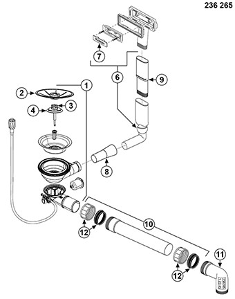 Sisteme de scurgere si cleme - Sistem de scurgere In Fino cu cablu si pup-up control 3.5 Blanco 236265