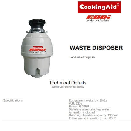 Tocator menajer resturi alimentare CookingAid Rodi cu actionare pneumatica [1]