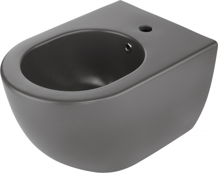 Obiecte sanitare - Vas bideu suspendat din ceramica gri, Deante Peonia