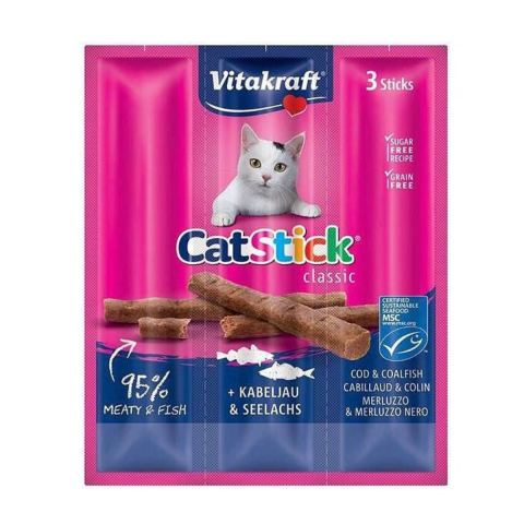 Pet Shop - Recompensa pentru pisici Vitakraft Cod si Merluciu, 18 g