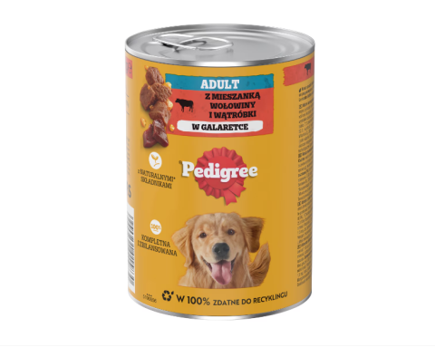 Hrana - Adult, cutie hrana umeda Pedigree pentru caini cu vita si ficat in jeleu, 1,2 kg