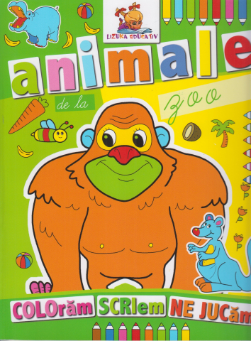 De colorat - Animale de la zoo. Carte de colorat