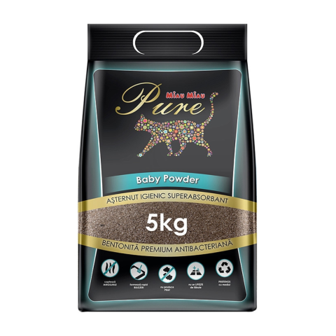 Pet Shop - Asternut igienic pentru pisici MIAU-MIAU PURE Nisip Baby Powder, 5kg