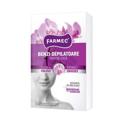 Ceara, benzi si creme depilatoare - Benzi depilatoare Farmec pentru fata, Orhidee, 20 benzi