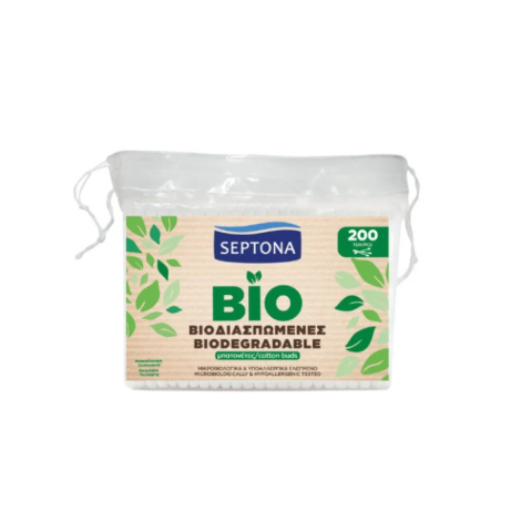 Cosmetice - Betisoare de urechi Septona din bumbac biodegradabil, 200 buc