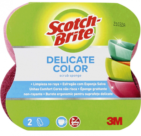 Curatenie & Intretinere - Burete Scotch Brite Delicat Color, 2 Buc/Set